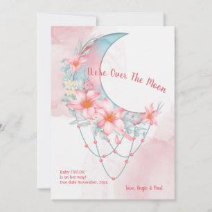 Invitación de embarazo floral en la luna