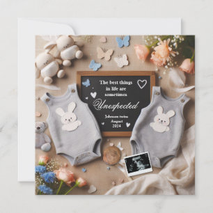 Invitación de embarazo gemela - Neutral