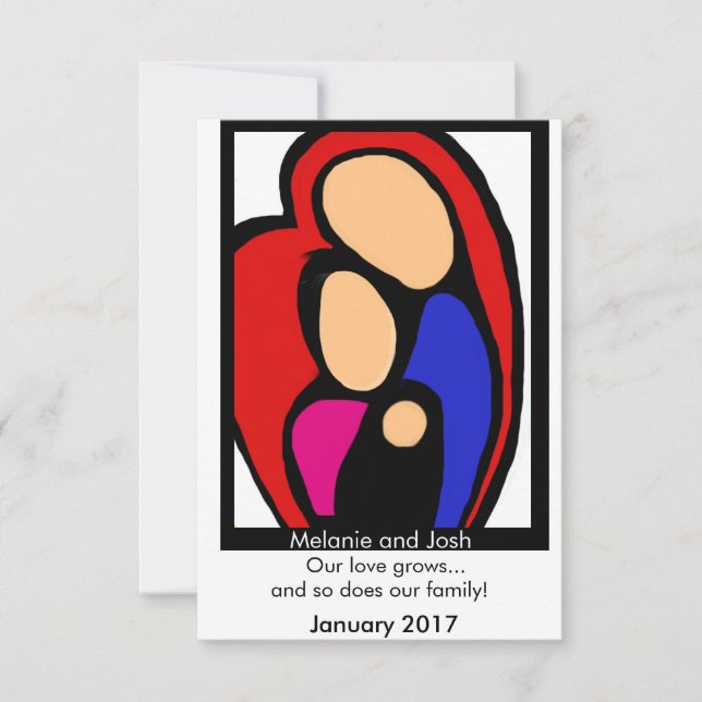 Invitación de embarazo - mamá, papá, bebé (Anverso)