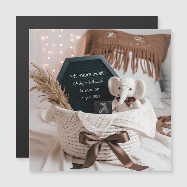 Invitación de embarazo neutra Boho pampas (Anverso/Reverso)