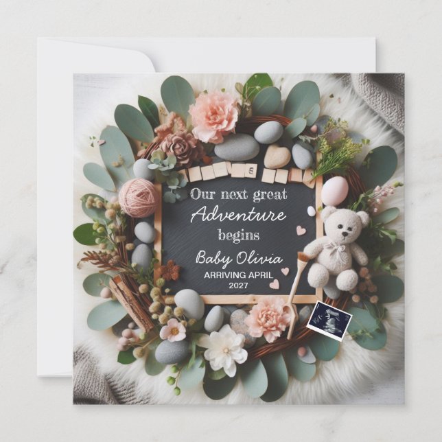 invitación de embarazo neutra de género Editable (Anverso)