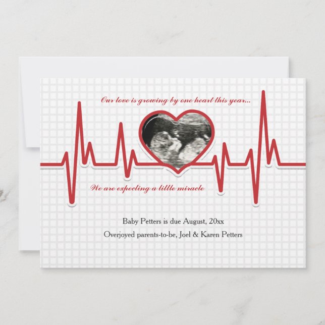 Invitación de embarazo por foto cardíaca (Anverso)