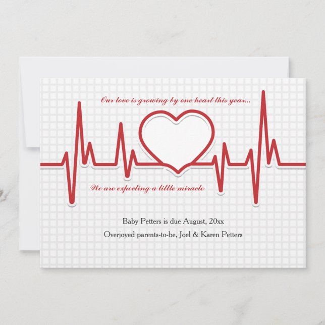 Invitación de embarazo por foto cardíaca (Anverso)
