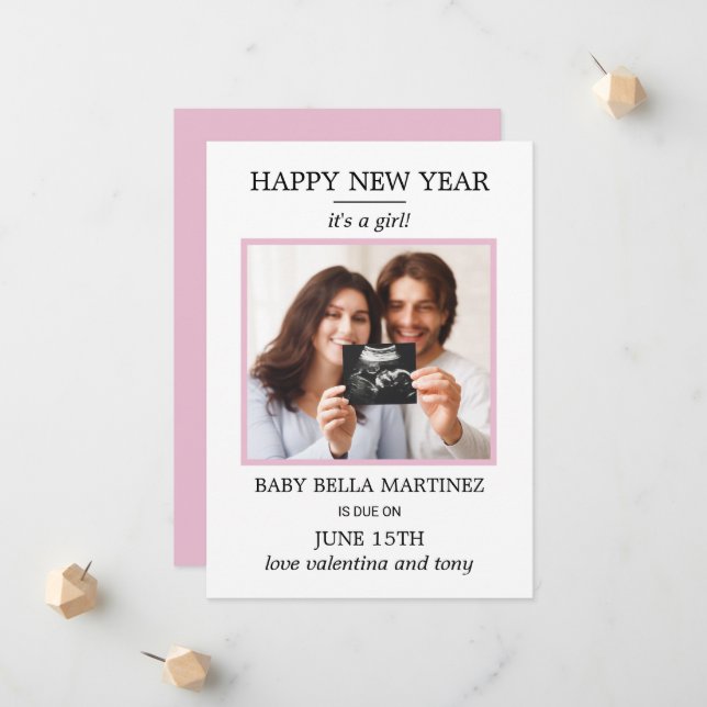 Invitación de embarazo por foto de Año Nuevo (Anverso/Reverso In Situ)