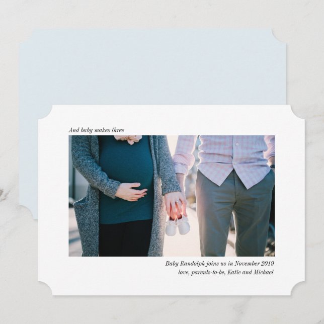 Invitación de embarazo por fotografía simple y suc (Anverso / Reverso)