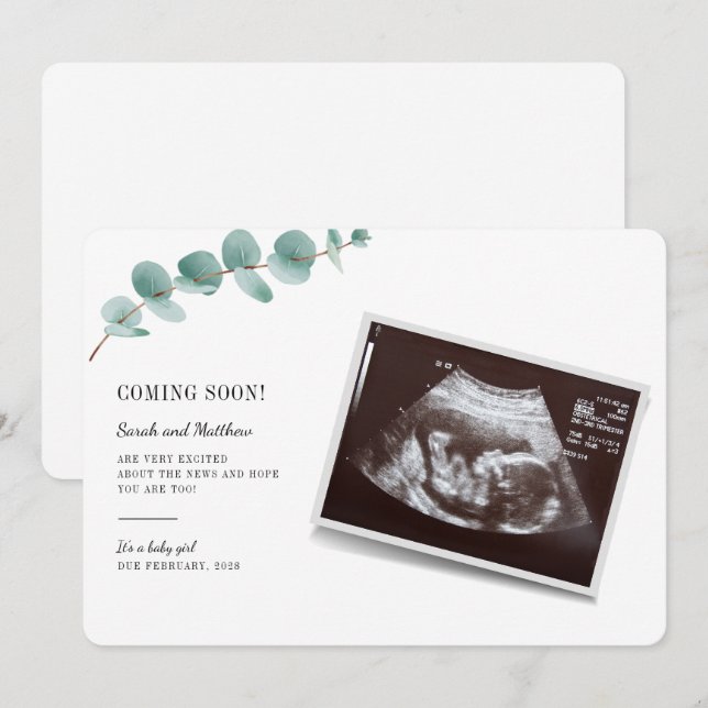 Invitación de embarazo por revelación del bebé Euc (Anverso / Reverso)