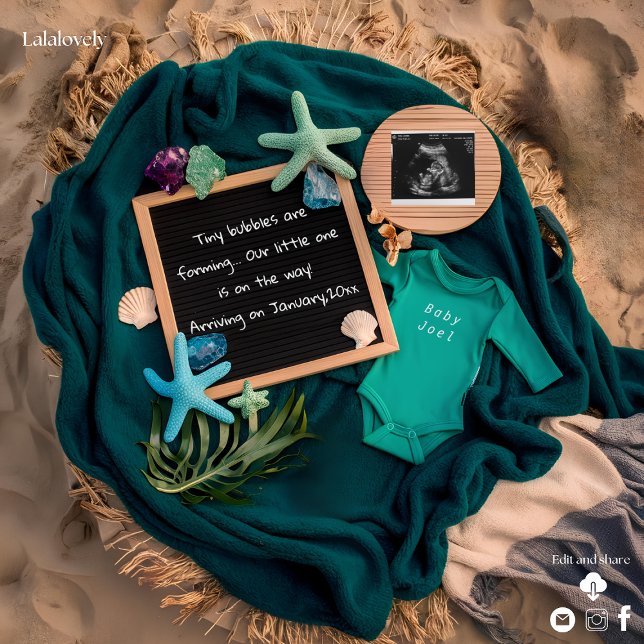 Invitación de Embarazo por Tema Oceánico Adorable (Subido por el creador)