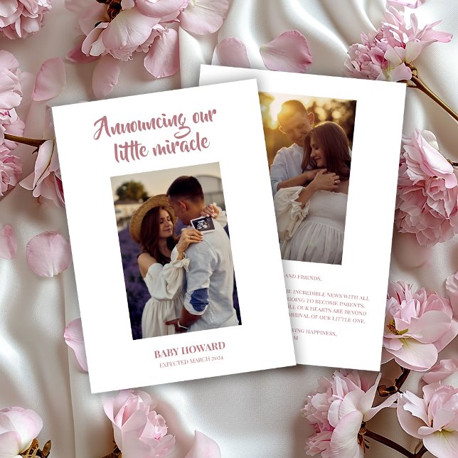 Invitación de embarazo por un pequeño milagro rosa (Subido por el creador)