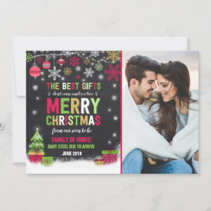 Invitación de embarazo Tarjeta fotográfica navideñ
