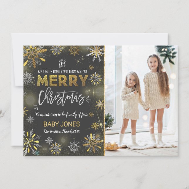 Invitación de embarazo Tarjeta fotográfica navideñ (Anverso)