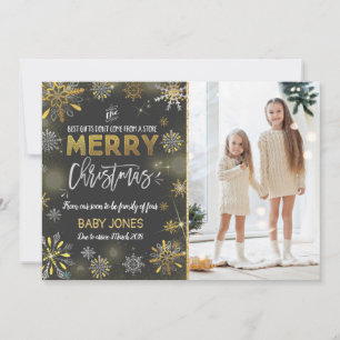 Invitación de embarazo Tarjeta fotográfica navideñ