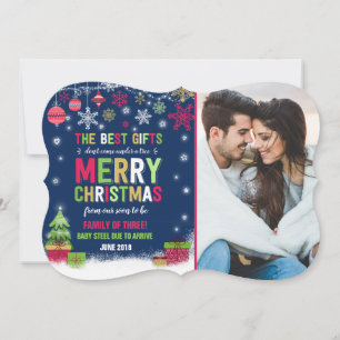 Invitación de embarazo Tarjeta fotográfica navideñ
