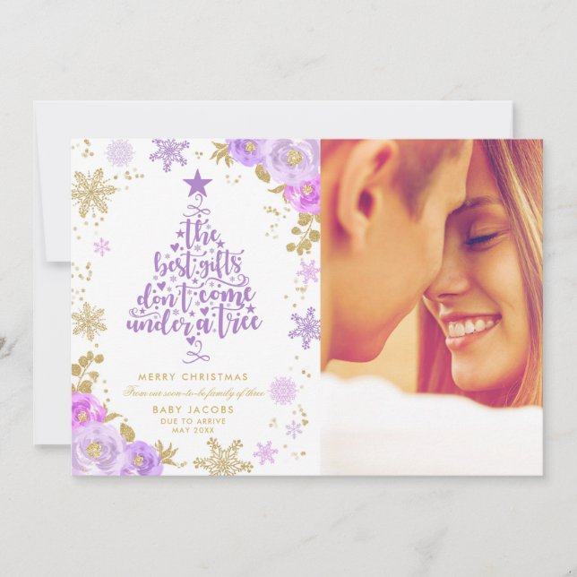 Invitación de embarazo Tarjeta fotográfica navideñ (Anverso)