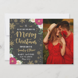 Invitación de embarazo Tarjeta fotográfica navideñ