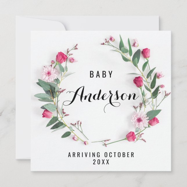 Invitación de embarazo - Vela rosa Rústica (Anverso)