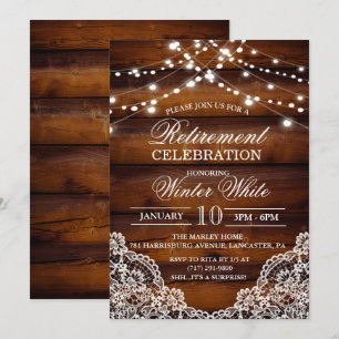 Invitación de encaje de madera rústica