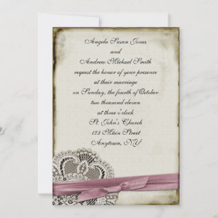 Invitación de encaje pintado Laura Pink