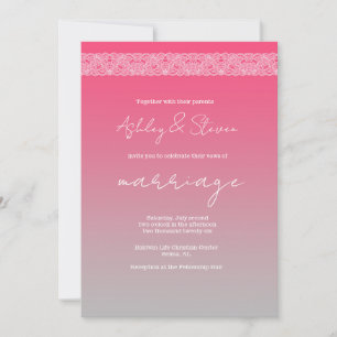 Invitación de encaje rosa y blanco