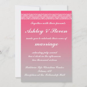 Invitación de encaje rosa y blanco