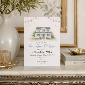 Invitación de Encanto para Nuevo Hogar Azul