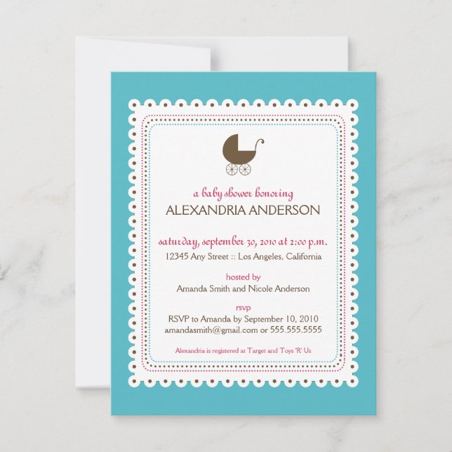 Invitación de encargo de Baby Shower de la (Anverso)