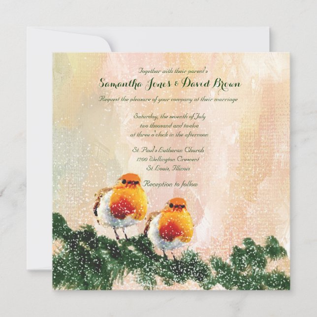 Invitación de encargo de la boda de los petirrojos (Anverso)