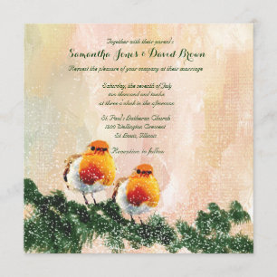 Invitación de encargo de la boda de los petirrojos