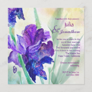 Invitación de encargo de la boda del iris púrpura
