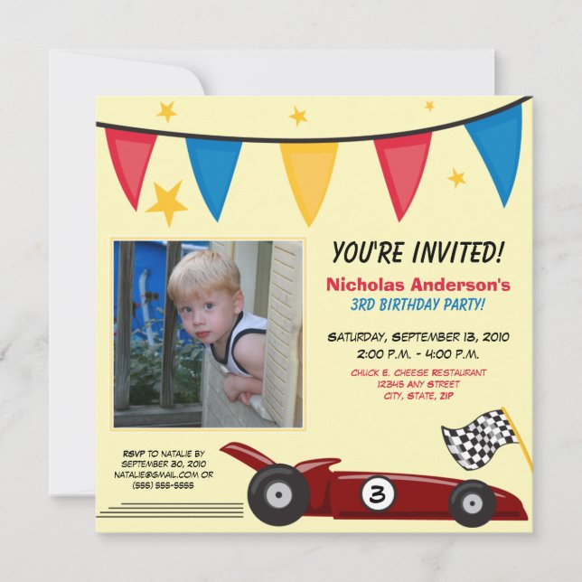 Invitación de encargo de la fiesta de cumpleaños (Anverso)