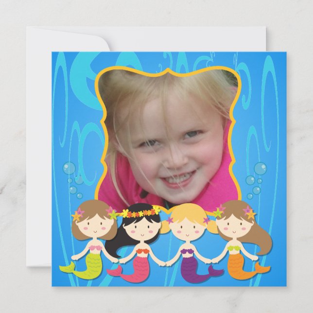 Invitación de encargo del cumpleaños de la sirena (Anverso)