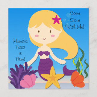 Invitación de encargo del cumpleaños de la sirena