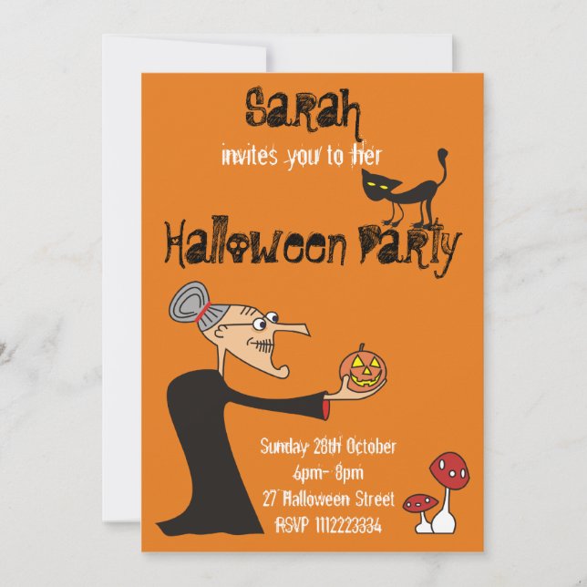 Invitación de encargo del fiesta de Halloween de (Anverso)