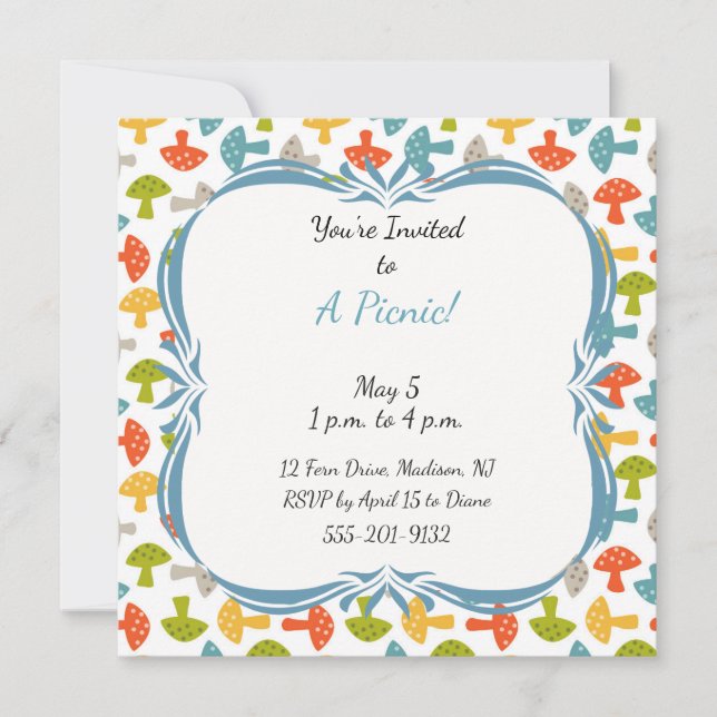 Invitación de encargo del fiesta de la comida (Anverso)