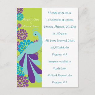 Invitación de encargo floral de la boda del pavo