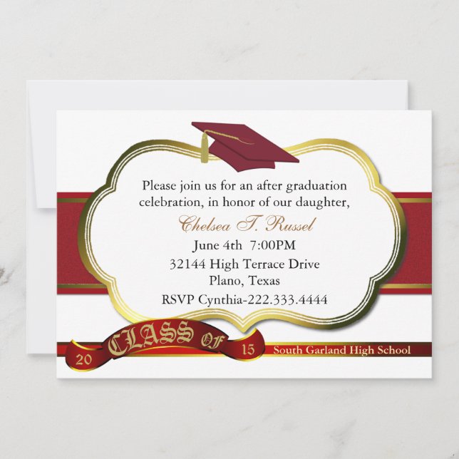 Invitación de encargo roja elegante de la fiesta (Anverso)