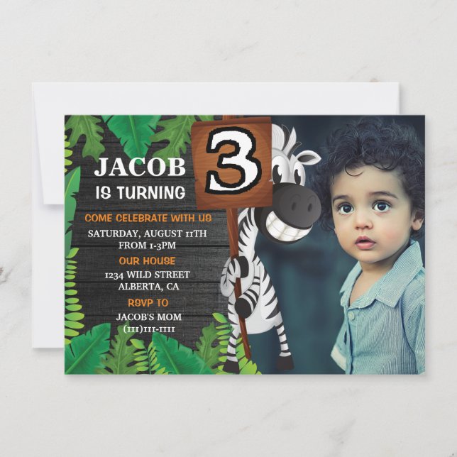 Invitación de encargo salvaje del cumpleaños de la (Anverso)