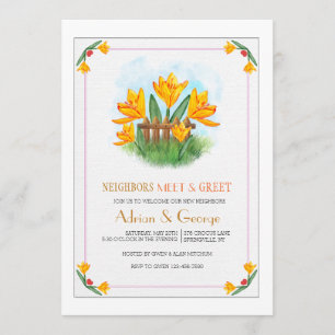 Invitación de encuentro y saludo de Crocus Amarill