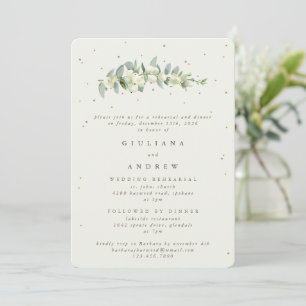 Invitación de ensayo de boda con Snowberry y eucal