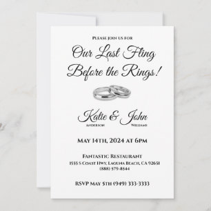 Invitación de Ensayo de Boda - Negro y Blanco-