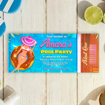 Invitación de Entrada a Fiesta en la Piscina