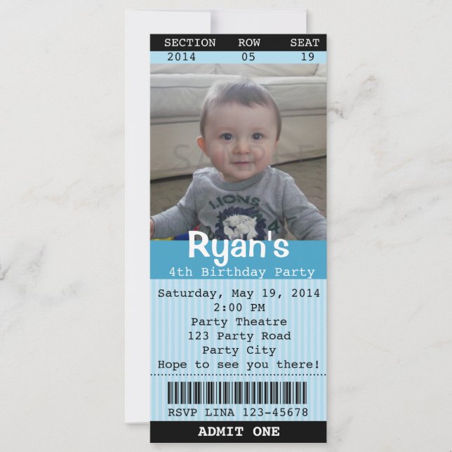 Invitación de entrada (azul) con foto - Teatro/Pel (Anverso)