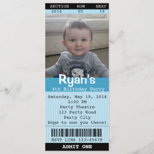 Invitación de entrada (azul) con foto - Teatro/Pel