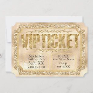 Invitación de Entrada con Brillo de Oro y Diamante