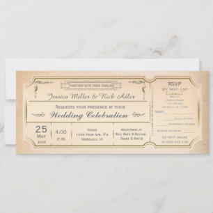 Invitación de entrada de boda elegante vintage con