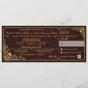 Invitación de entrada de boda victoriana con RSVP
