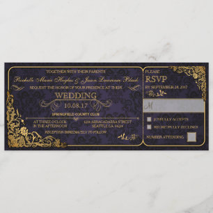 Invitación de Entrada de Boda Victoriana con RSVP