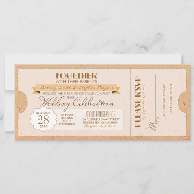 invitación de entrada de boda vintage (Anverso)