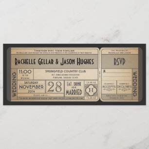 Invitación de entrada de boda vintage con RSVP II