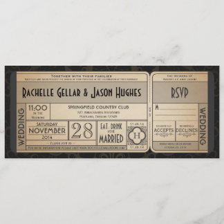 Invitación de entrada de boda vintage con RSVP II