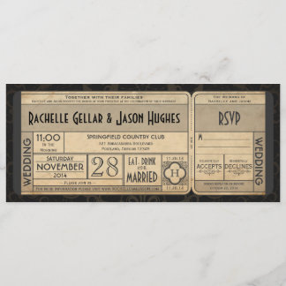 Invitación de entrada de boda vintage con RSVP II